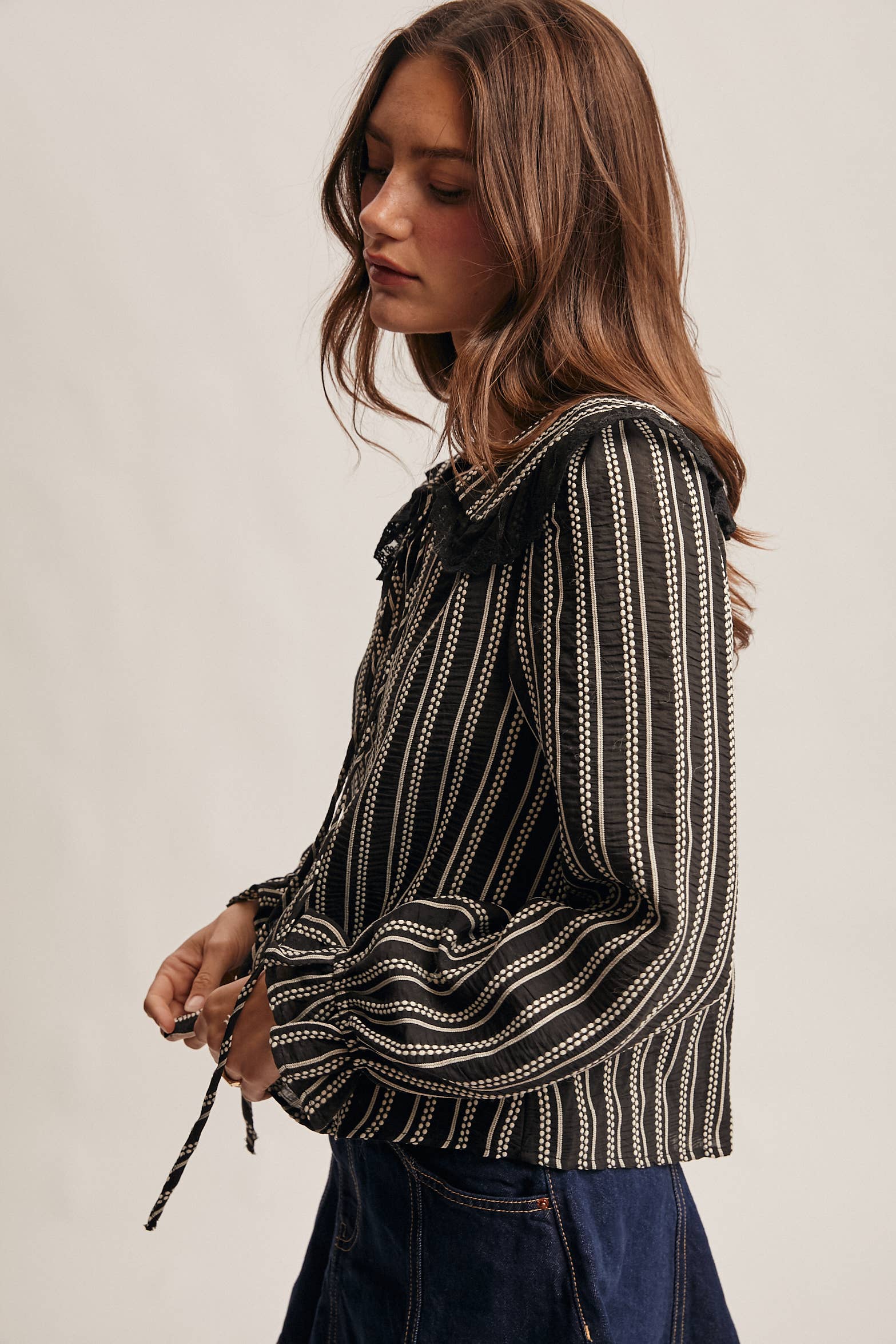 Forte - Wholesale Blouse - Women's - Embroidered Collar Textured Blouse FT0011 9