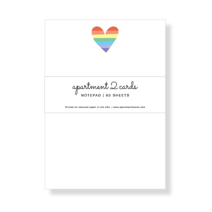 Bloc de notas Rainbow Heart de 4.75 x 6.5 pulgadas para venta al por mayor de Apartment 2 Cards