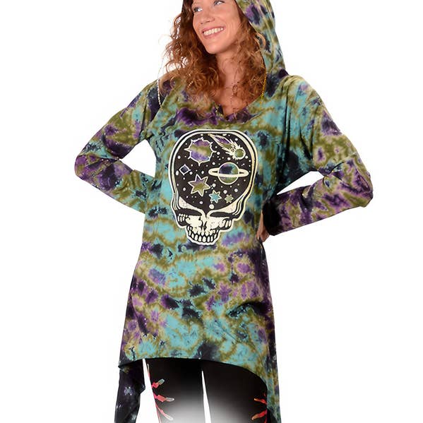 Gypsy Rose - Wholesale Dress - Women's - Grateful Dead Stealie The Night Away Tye Dye Hooded Dress0