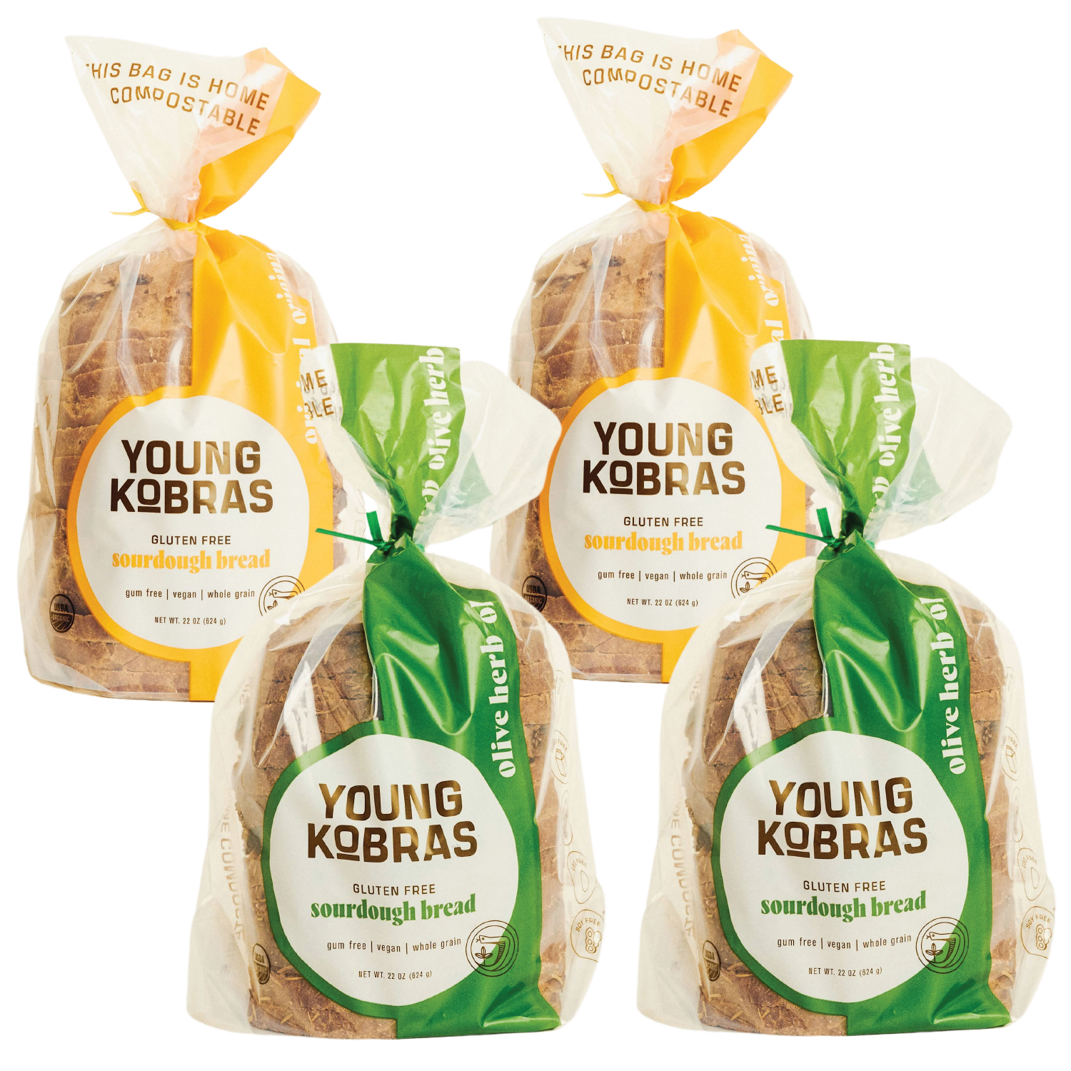 Young Kobras - Wholesale Bread/Tortilla - 4 Gluten-Free Sourdough Loaves (sliced)2