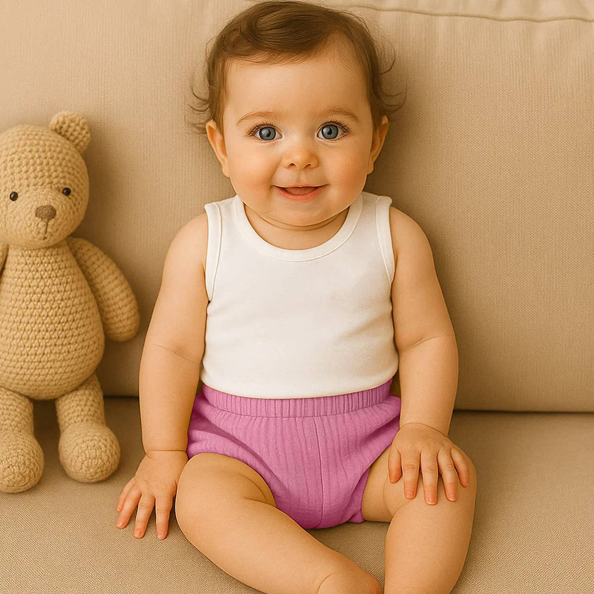 PAPATE - Wholesale Underwear/Diaper Cover - Baby - Organic Cotton Bloomers in Pink and Strawberry2