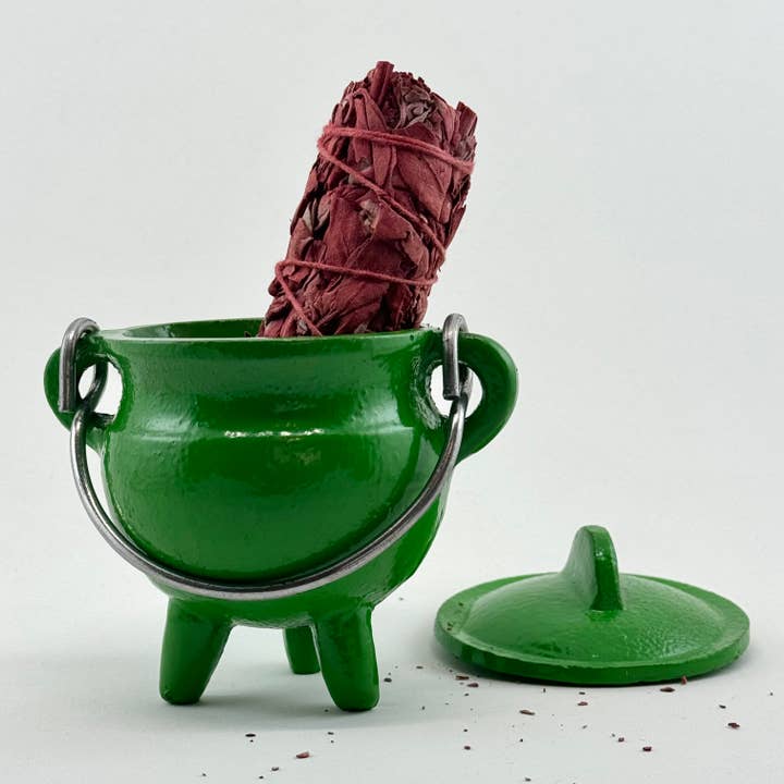 Liv Rocks - Wholesale Meditation Supplies - Cauldron w/ Lid | Cast Iron Smudge Pot | Potion Cauldron