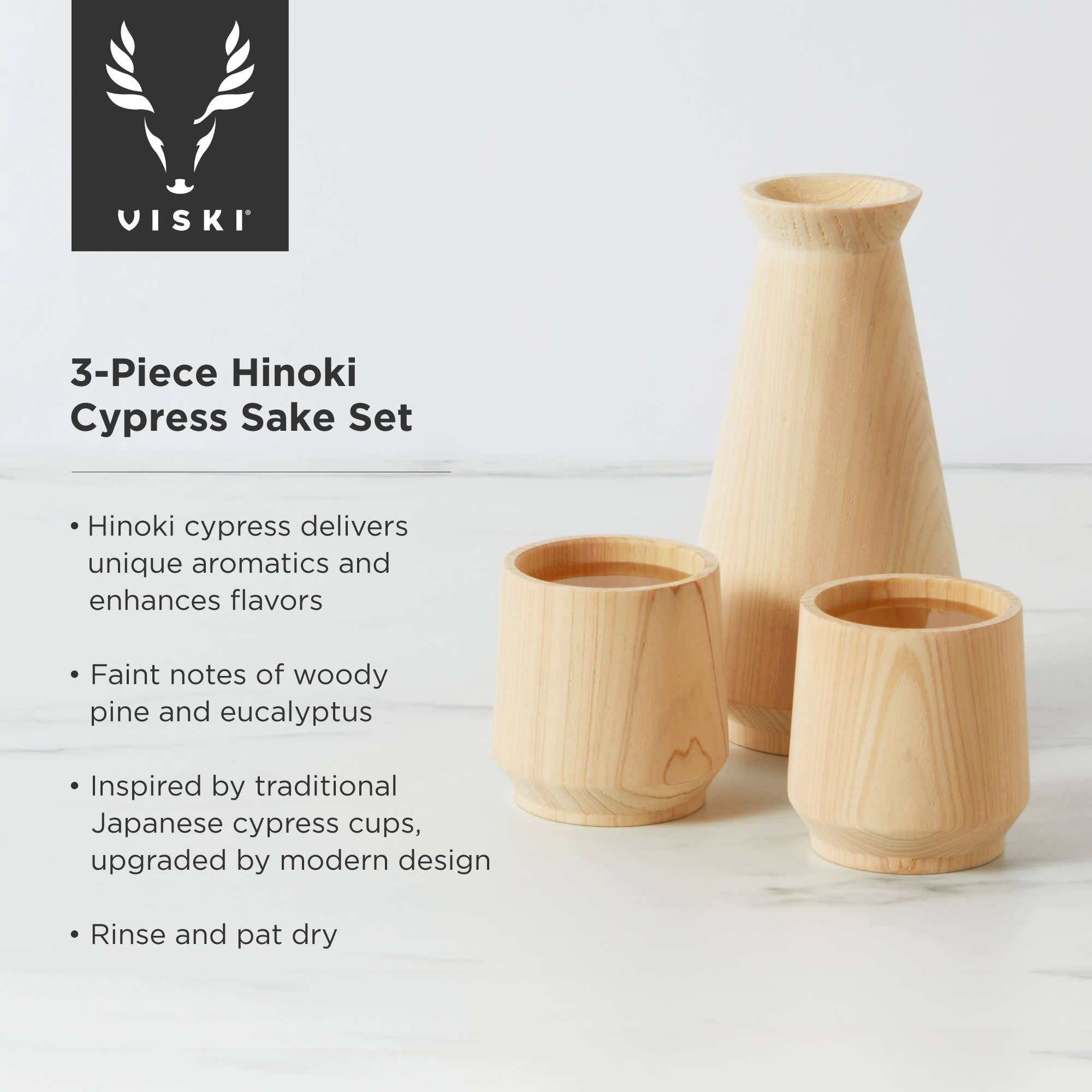 Viski - Wholesale Cocktail/Liquor Glass - Hinoki Cypress Sake Set5