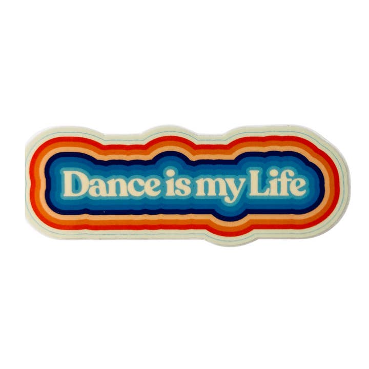 Dans er Mit Liv Mini Retro Klistermærke, 3" x 1,1" for engroshandel hos Denali & Co.