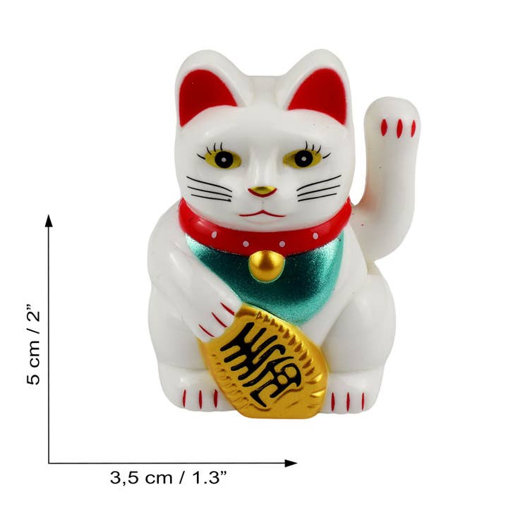 Tribal Trade GmbH - Wholesale Decorative Figurine - Lucky cat mini Maneki-neko white wave cat solar 5cm