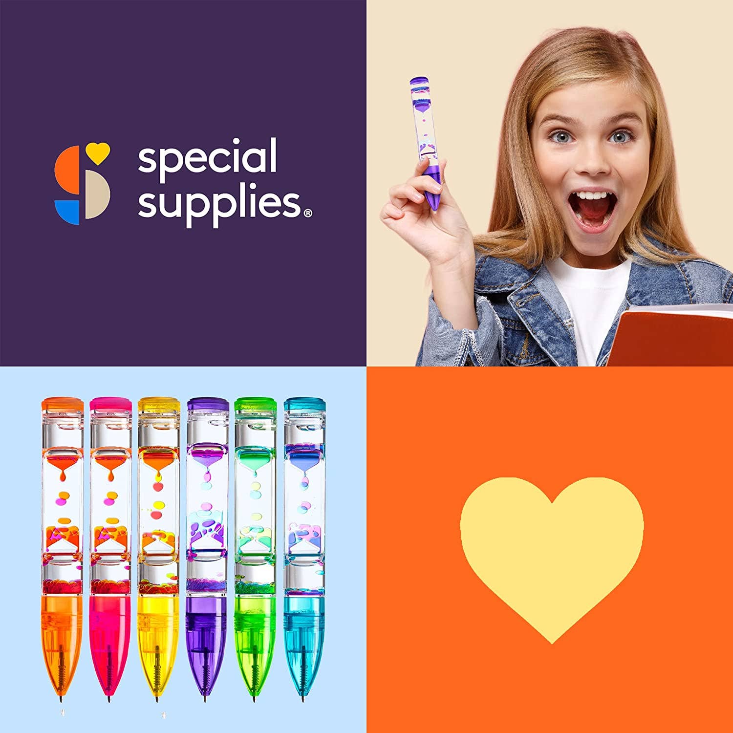 Special Supplies - Wholesale Pen - Liquid Motion Pens, 6 Pack Colorful Hourglass Timer Pens with Droplet Movement7