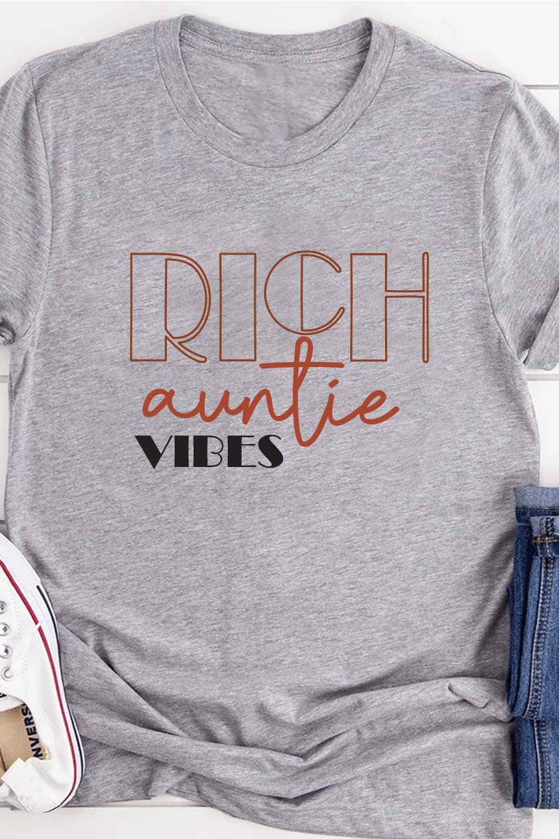 HARANG – wholesale T-shirts med screentryck – Dam – M7453 RICH AUNTIE VIBES grafisk tee2