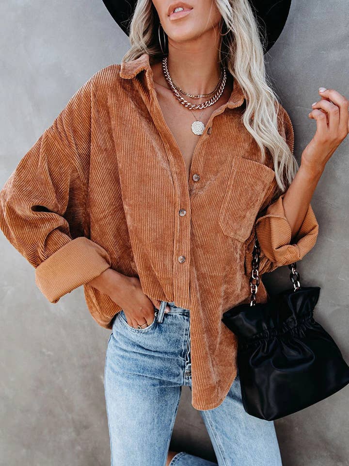 Rosa Clothing - Wholesale Shirt Jacket/Shacket - Women's - Corduroy Oversized Solid Shacket