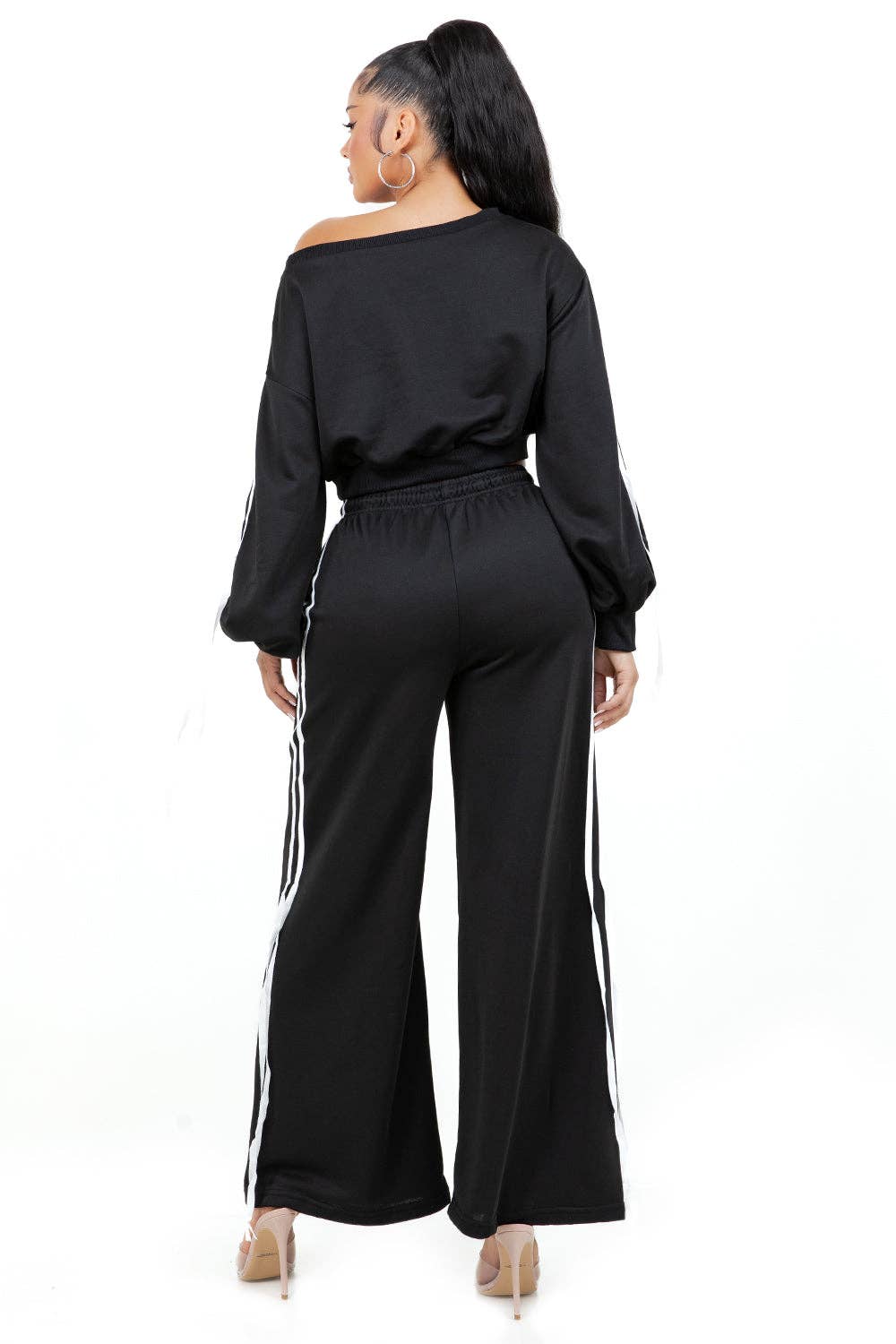 Black WOMEN FASHION SWEATSHIRT AND PANTS SET for wholesale on Faire4