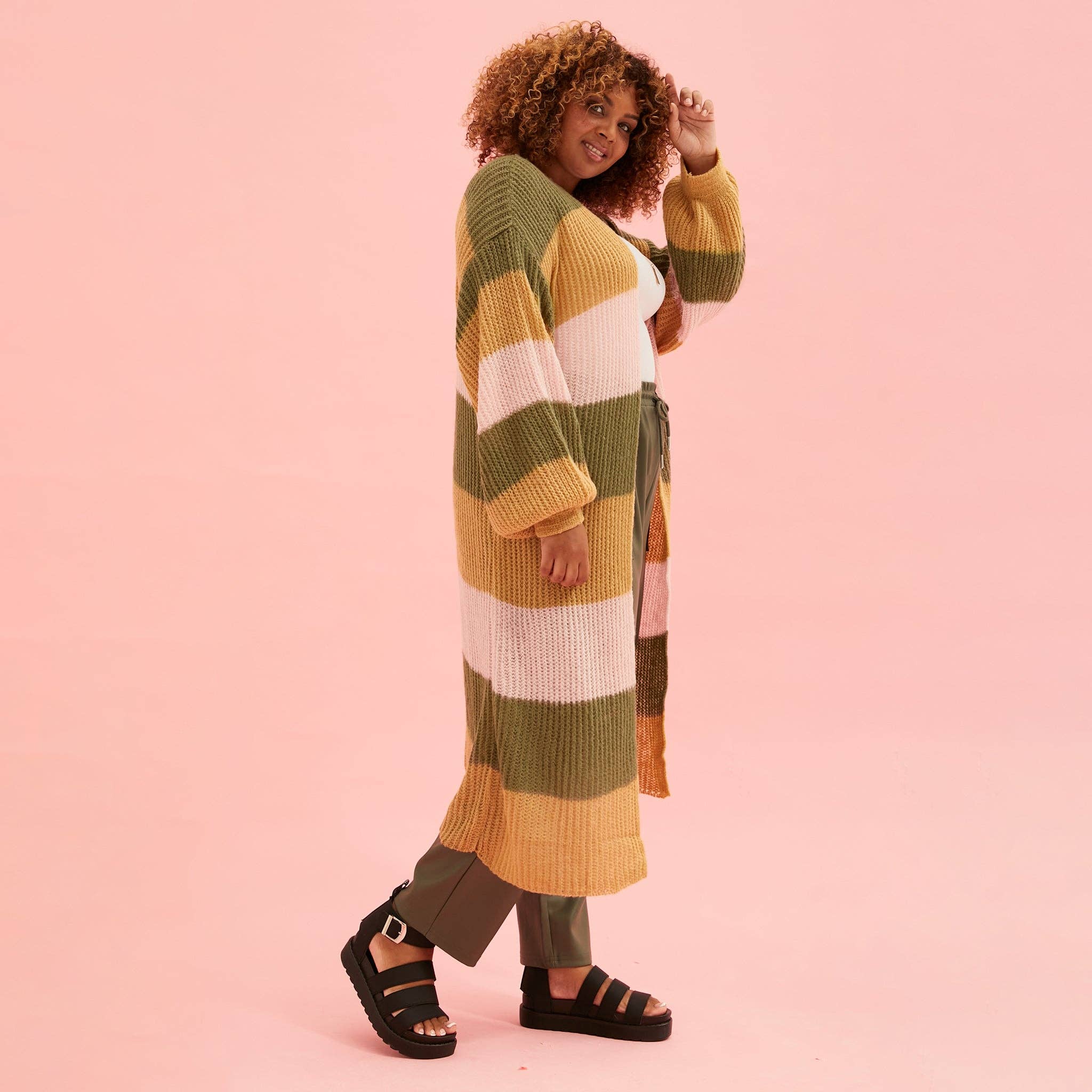 Kameel Ricci Lichtgewicht Maxi Gestreept Vest - Camel voor groothandel op Faire3