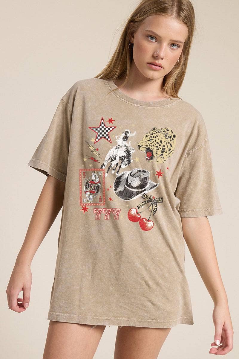 Zutter - Wholesale Screen Printed T-Shirt - Women's - Retro Western Collage Vintage Graphic Boyfriend Tee0