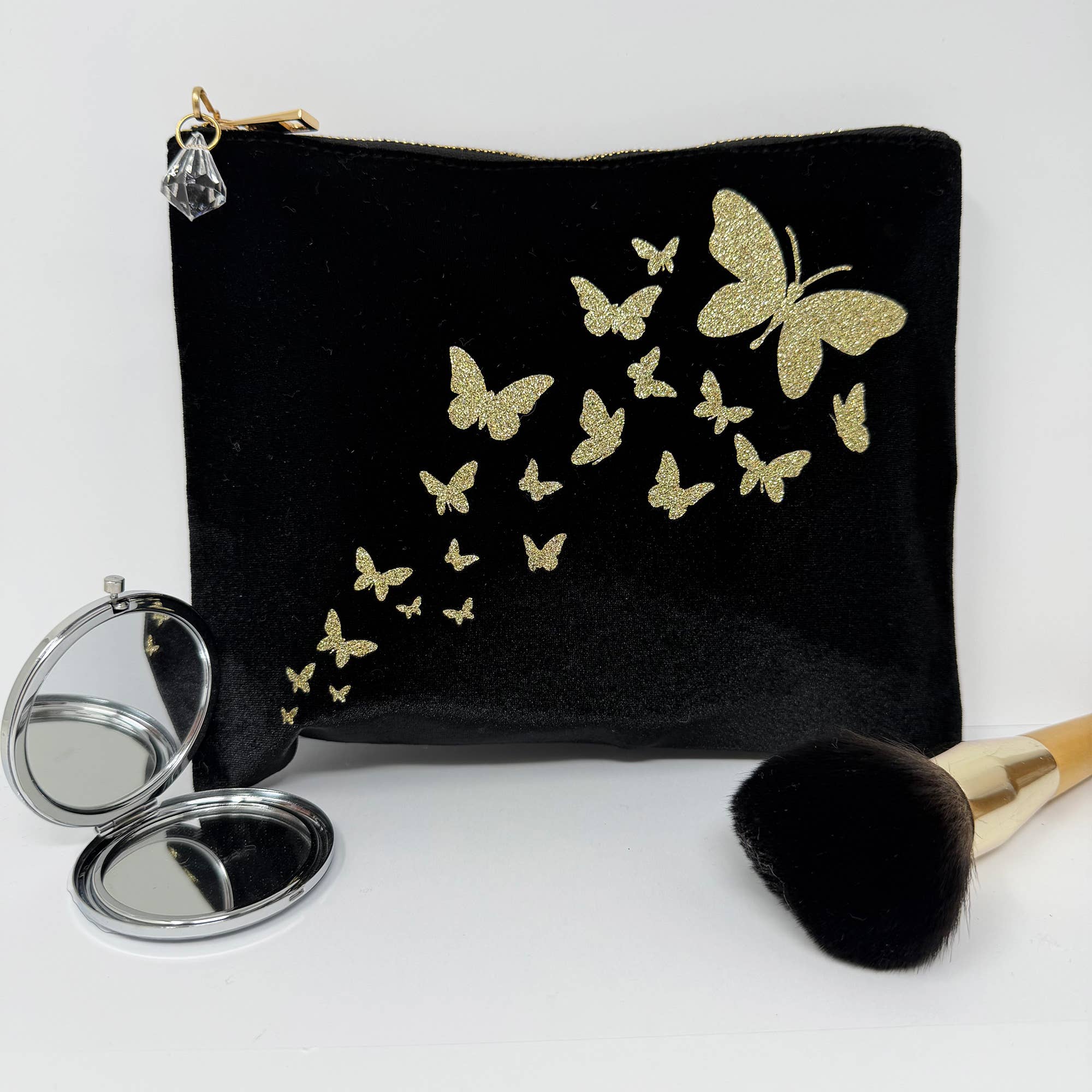 Lovethelinks Ltd – wholesale Make-up/cosmetic bag – Trailing Butterflies Velvet Make Up Bag2
