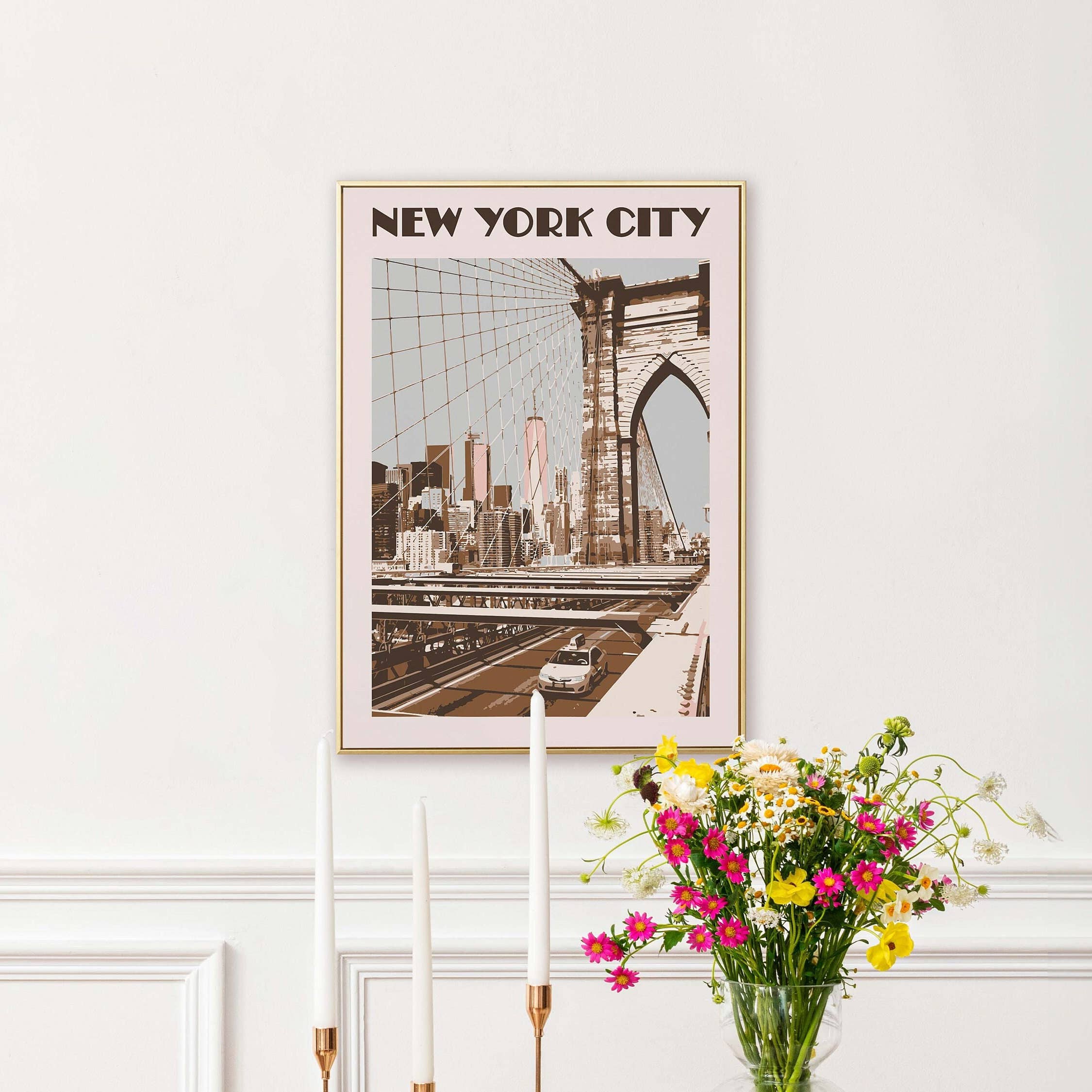 Newpencilbox Art - Wholesale Art Print - New York City Poster Vintage Retro Brooklyn Bridge Art Print7