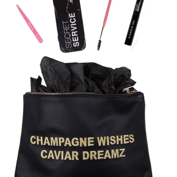Black Champagne Wishes Deluxe Brow Gift Set for wholesale by Secret Service Beauty