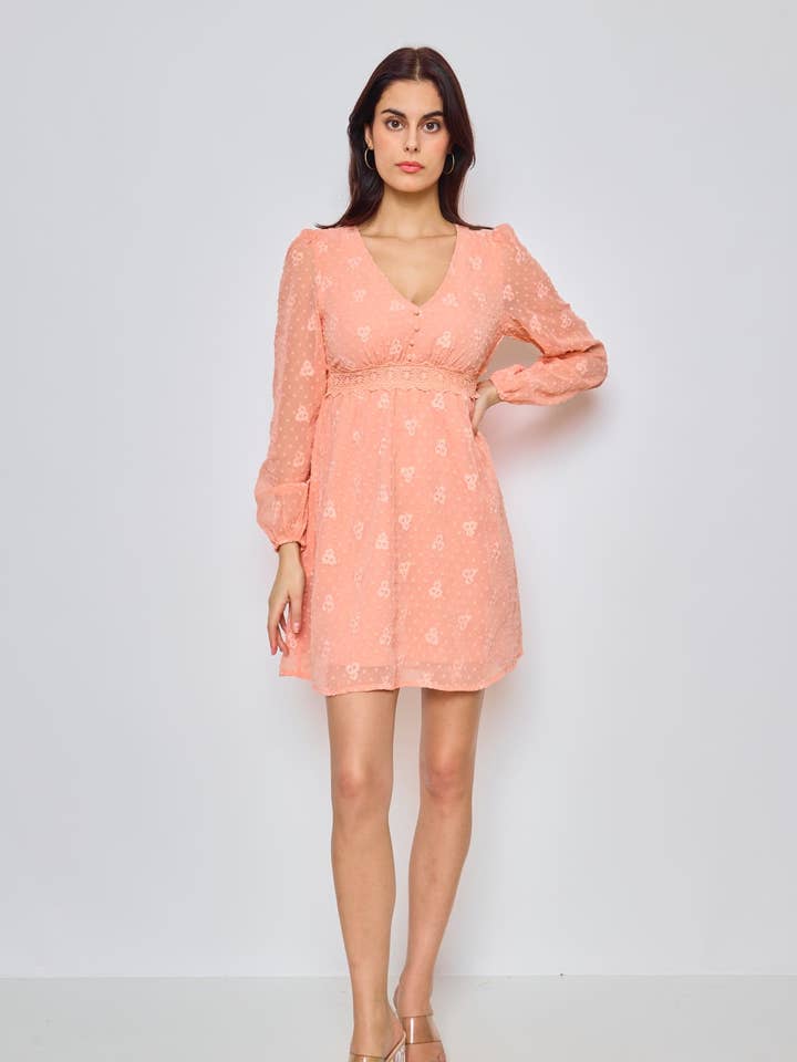 LINIUM short textured dress with long sleeves for wholesale by LOVIE & CO