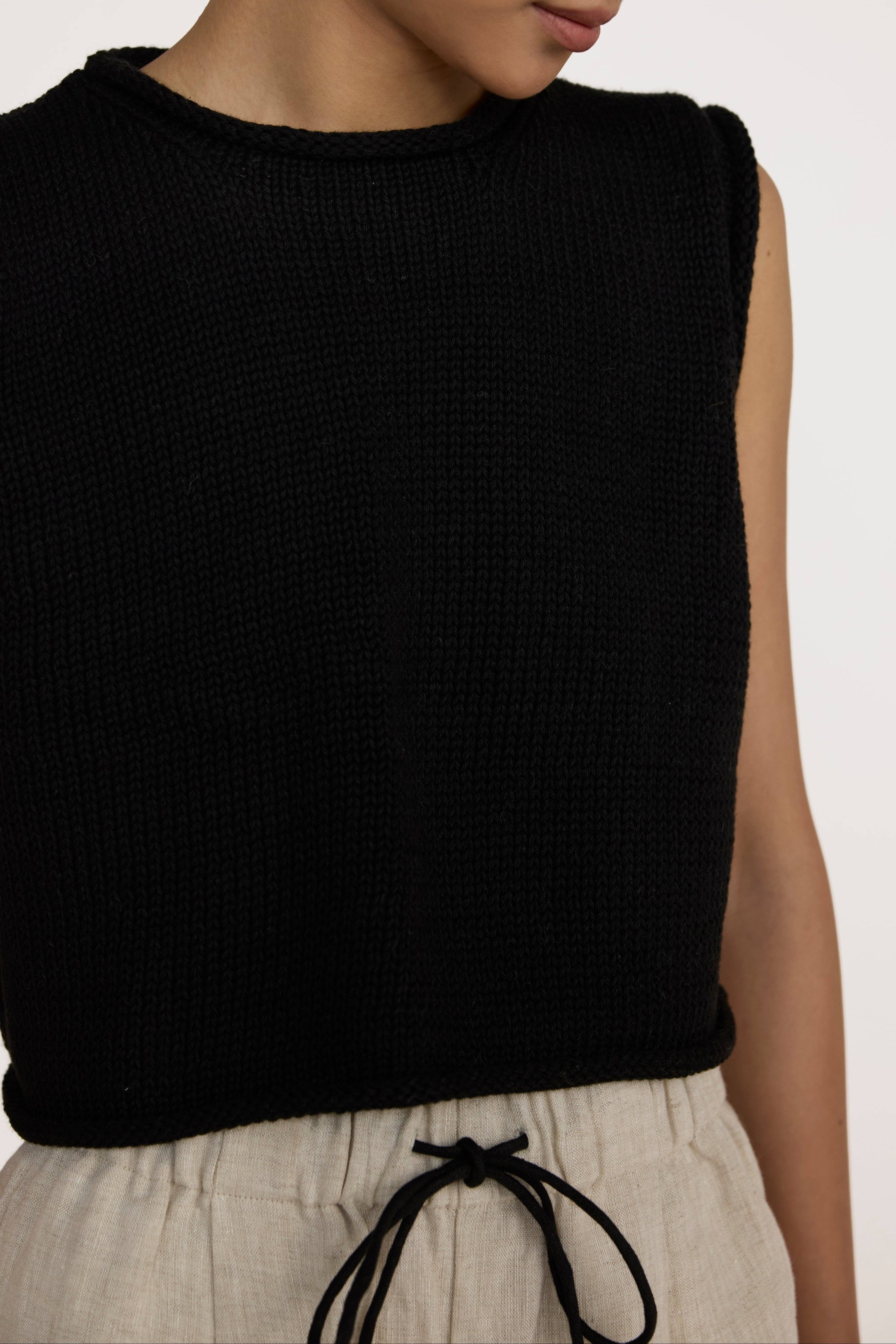LAUDE the Label - Wholesale Tank Top - Women's - Cropped Knit Tank - Black1