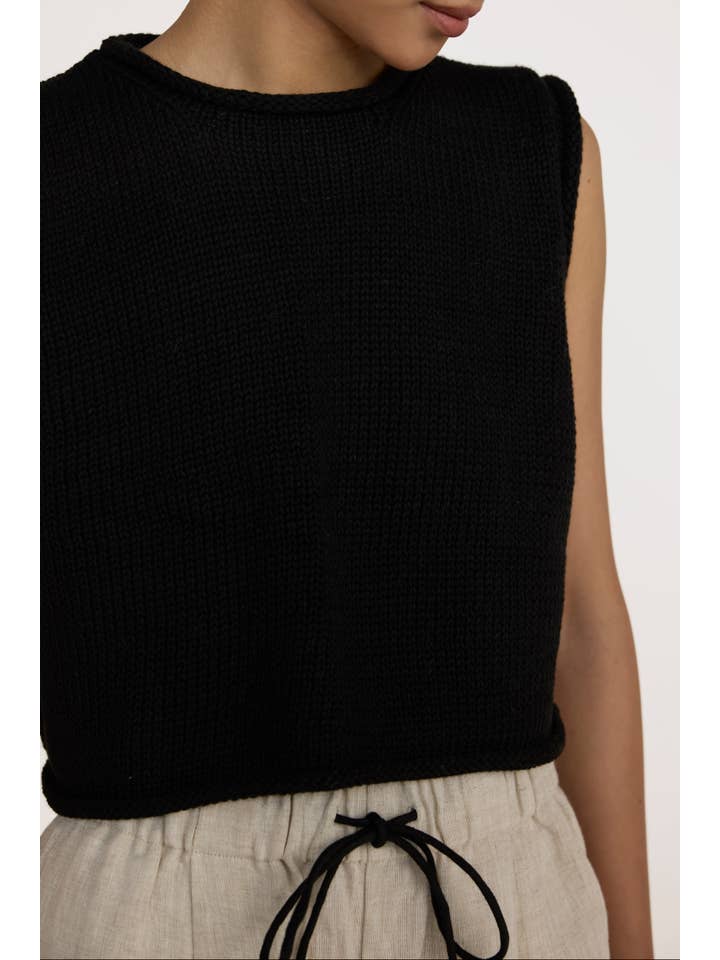 LAUDE the Label - Wholesale Tank Top - Women's - Cropped Knit Tank - Black1
