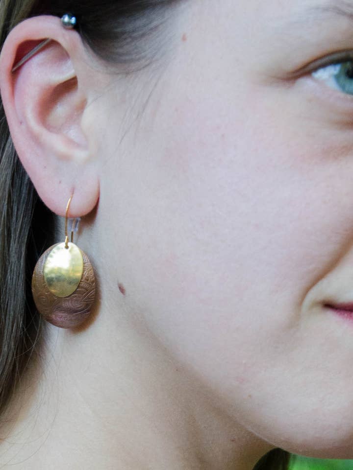 Zara Gold-Plated Antiqued Dangle Earrings for wholesale by Metric Forrest Studio