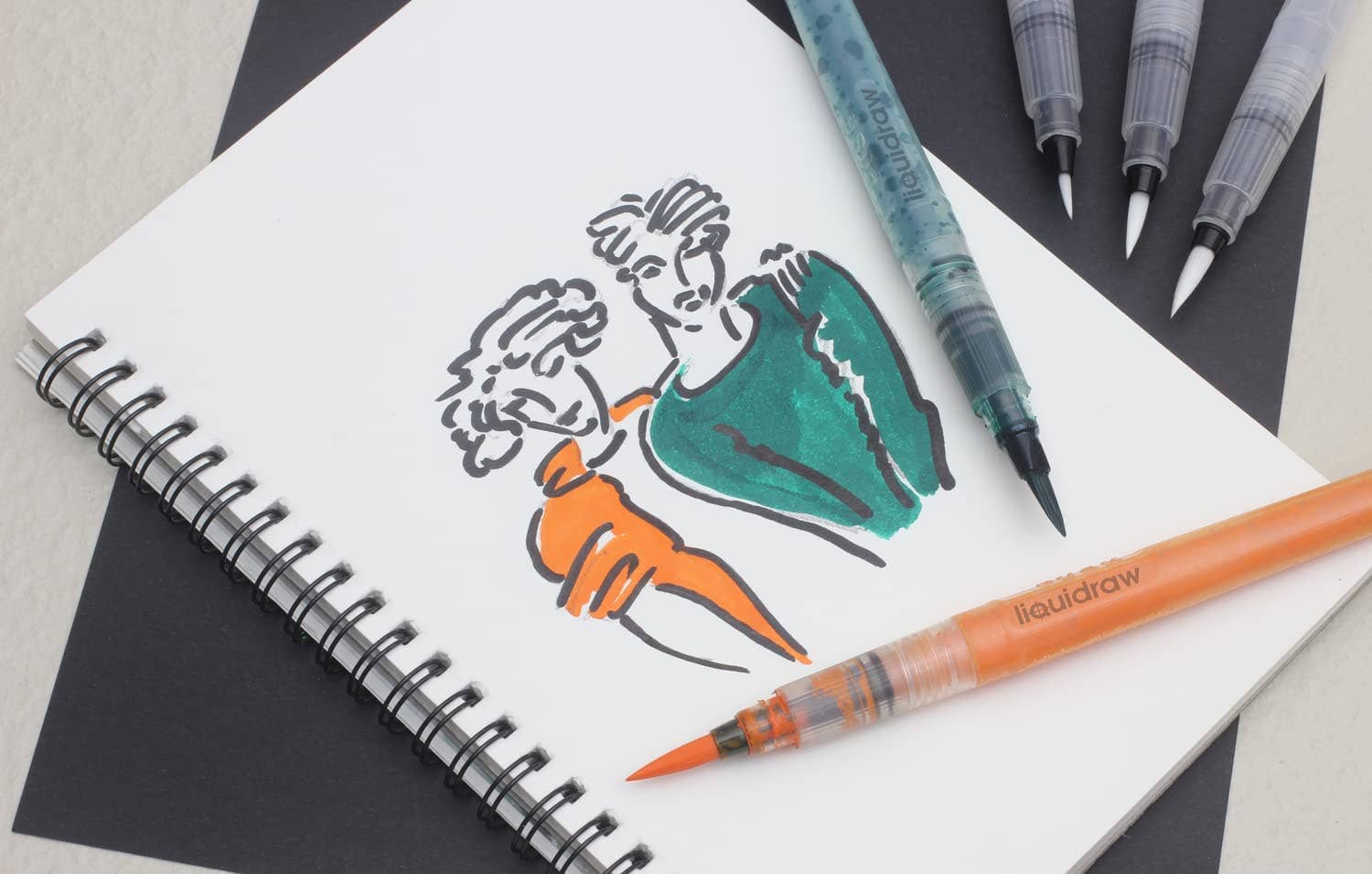 Liquidraw - Wholesale Pen - Liquidraw Watercolour Brush Pens Set of 3 Refillable Long Tank Ink and Water Brush Pens For Paints, Artists, Painting, Calligraphy & Lettering8