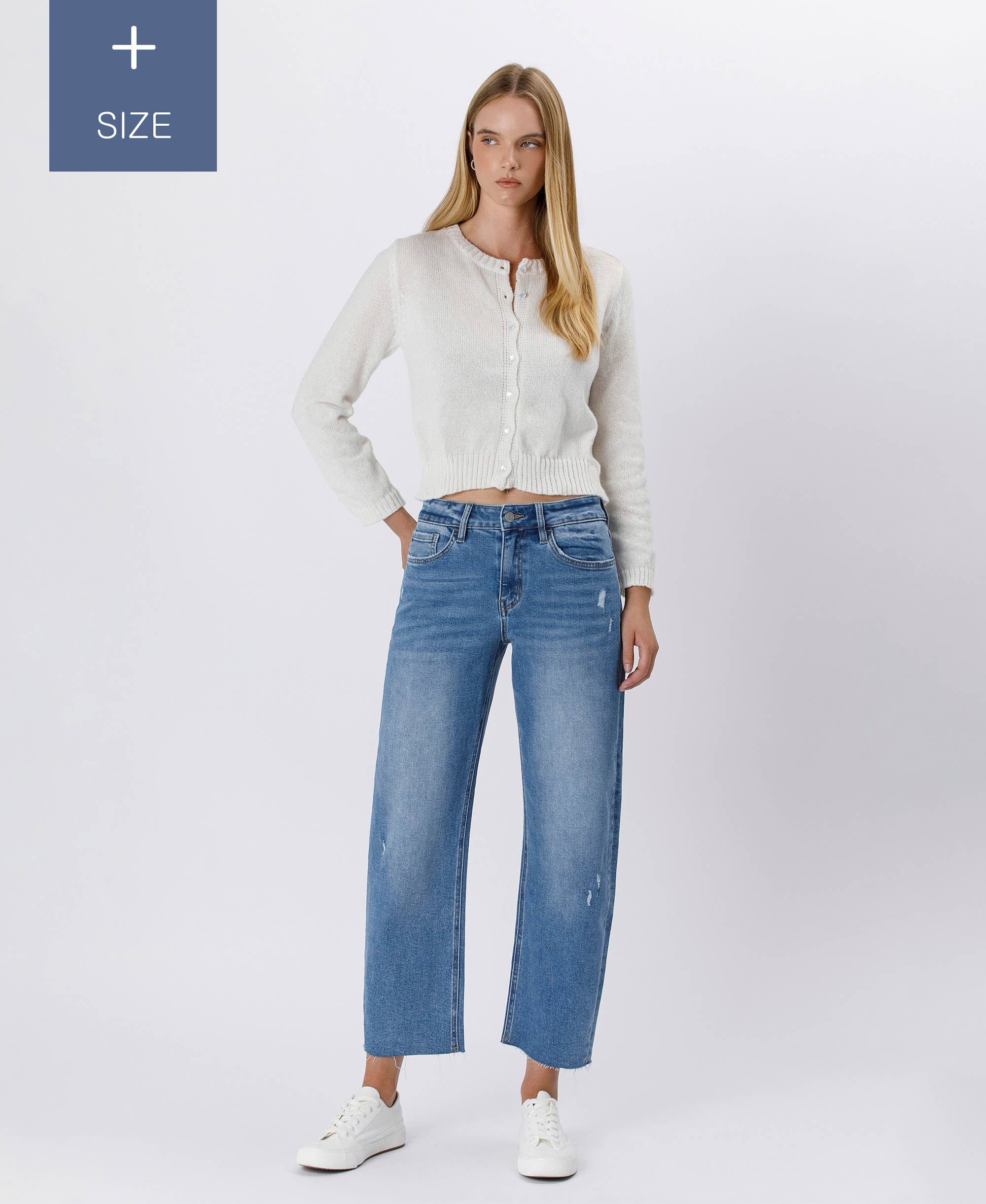 HER POSSESSION PLUS SIZE HIGH RISE MILD BARREL JEANS LV1520-P for wholesale on Faire3