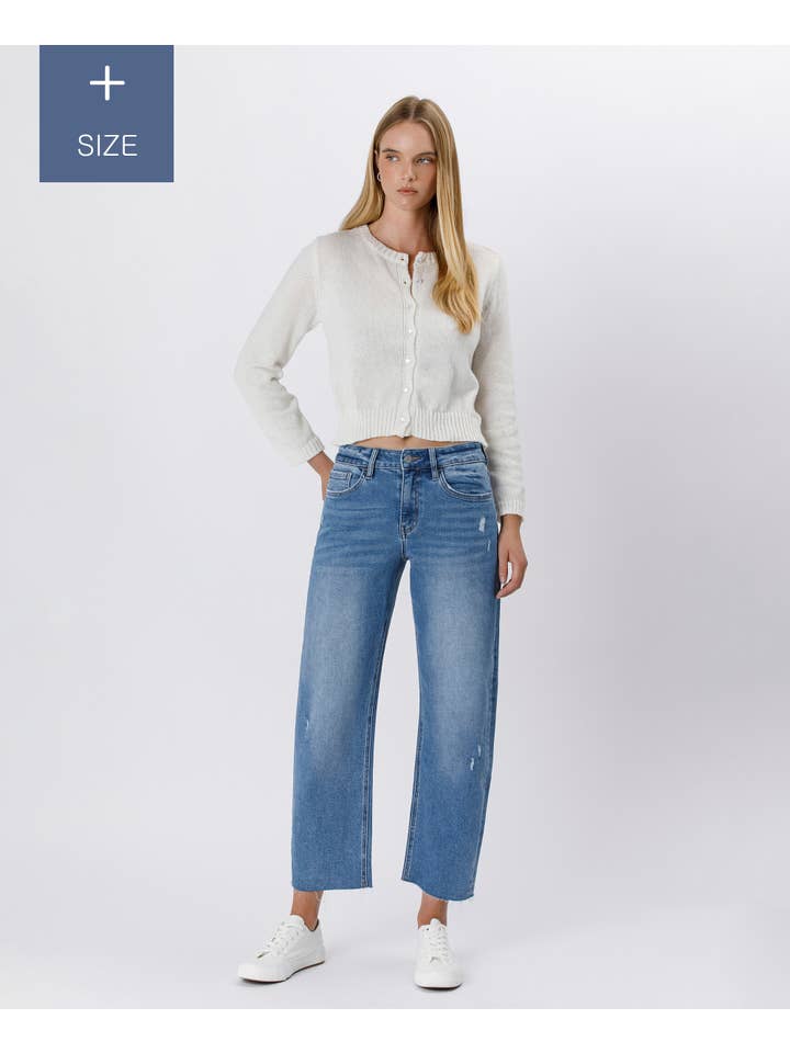 HER POSSESSION PLUS SIZE HIGH RISE MILD BARREL JEANS LV1520-P for wholesale on Faire3