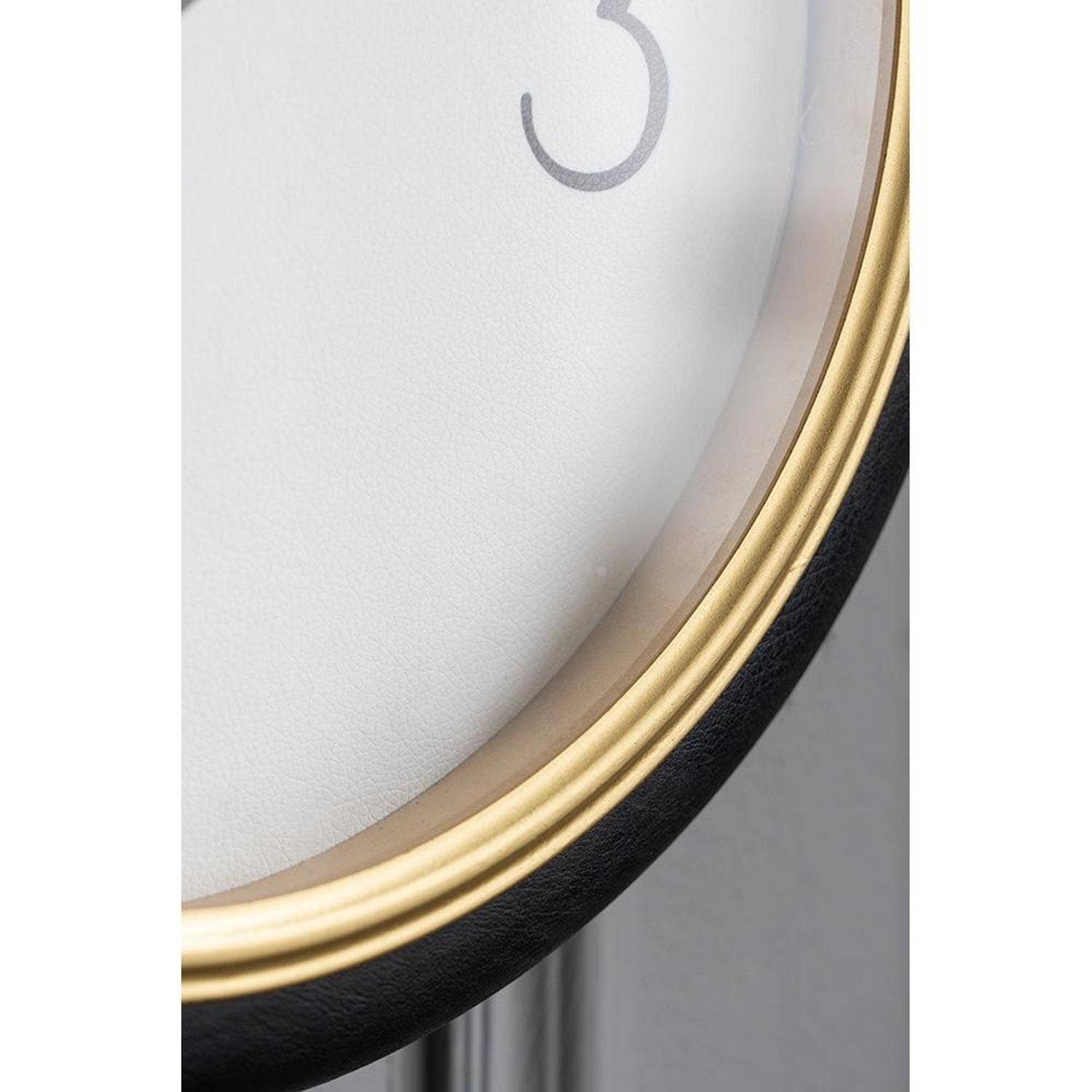 HomeRoots - Wholesale Wall Clock - 16" Black Gold And White Faux Leather And Iron Analog Exposed Gear Round Wall Clock5