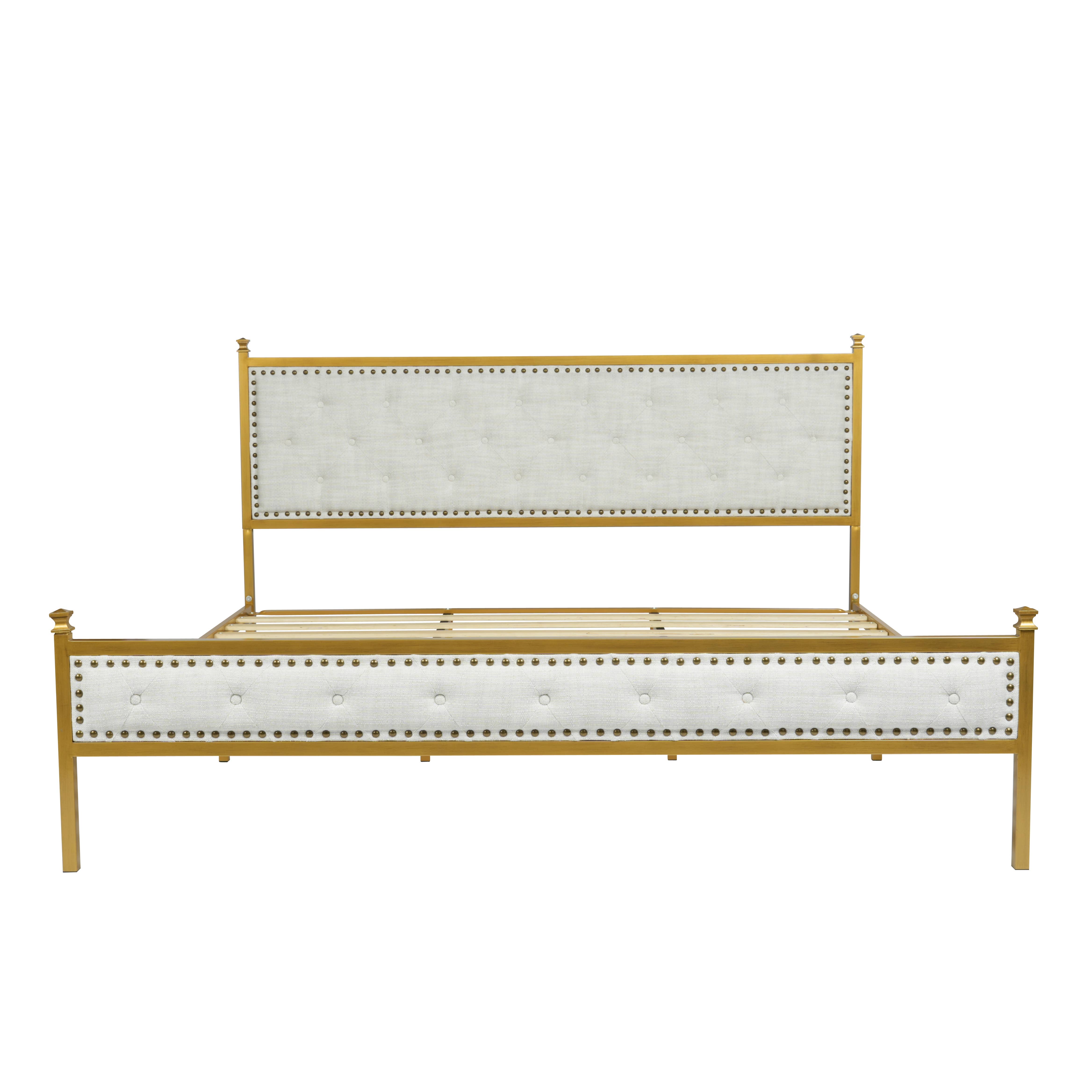 HOMYCASA DESIGN INC - Wholesale Bed - Queen/King Tufted Bed Frame, Beige/Brown, No Box Spring10