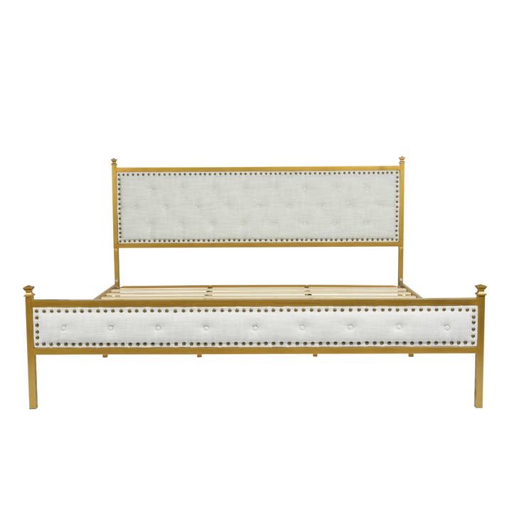 HOMYCASA DESIGN INC - Wholesale Bed - Queen/King Tufted Bed Frame, Beige/Brown, No Box Spring10