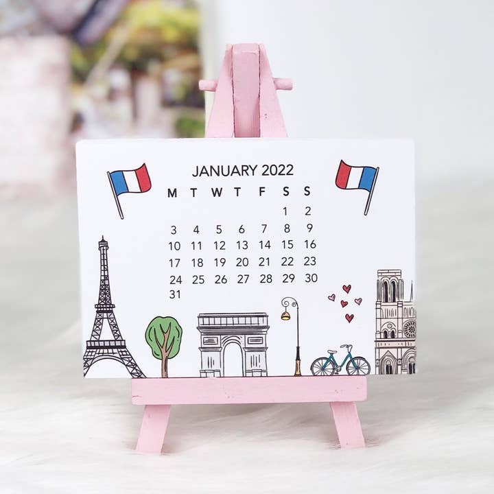 2023 Paris Mini Easel Desk Calendar for wholesale by Project Plan