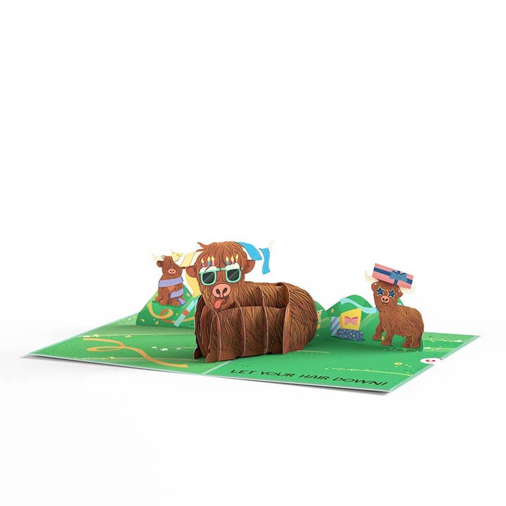 Lovepop Cards - Wholesale Birthday Card - Highland Cow Birthday 5''x7'' Card, Birthday Cards