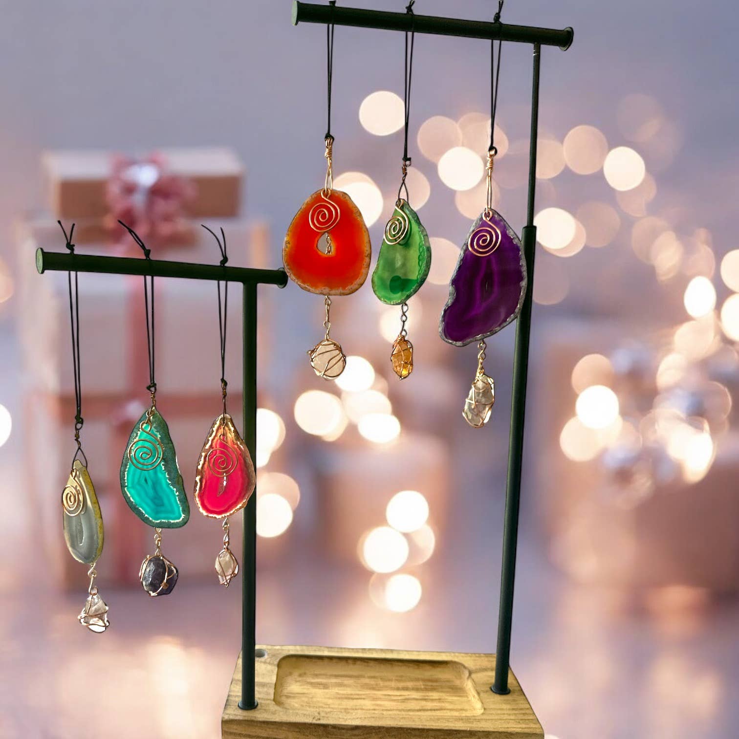 Well Fed Wolf L.L.C. - Wholesale Suncatcher - Handcrafted CopperWire-Wrapped Crystal Stone Window Hangings2