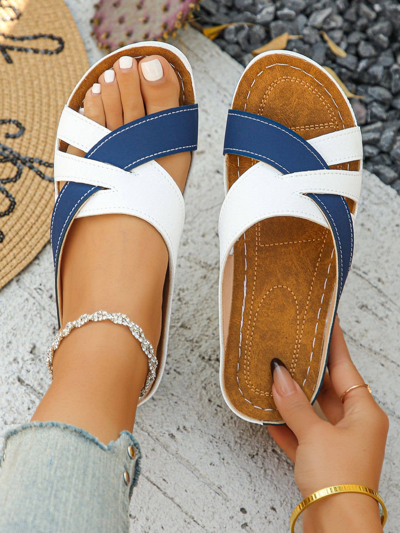 Comely Fashion - Vente Sandales – femme - Sandales compensées d'été à bout ouvert croisées0