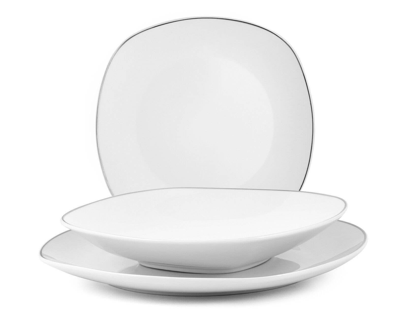 H&H - Wholesale Dinnerware Set - 18-Piece Versailles Porcelain Set with Platinum Trim1