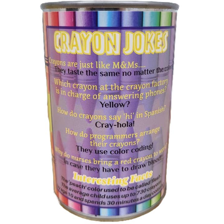 Canned Gifts - Wholesale Stuffed/plush toy – Kids & baby - Canned Crayon Box - Teacher School Gift in Can w/Funny Jokes2