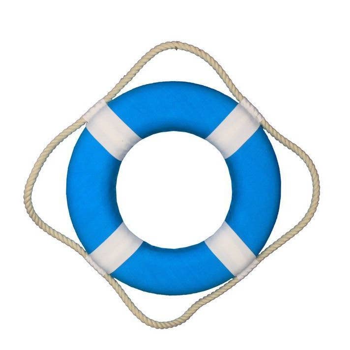 Vibrant Light Blue Decorative Lifering with White Bands 15" for wholesale by Hampton Nautical