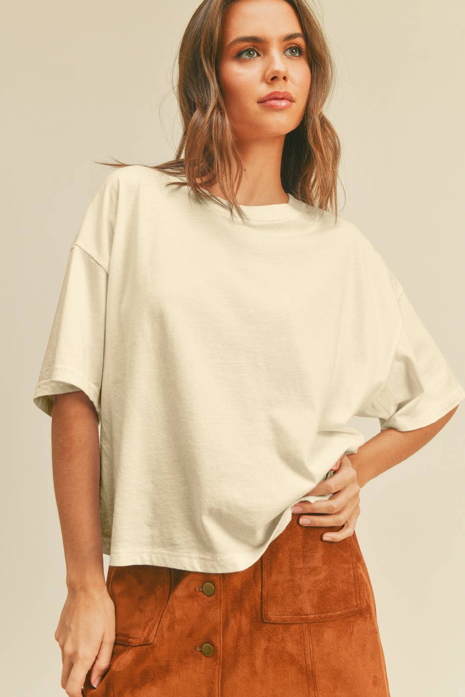 Honestee – wholesale T-shirt – women's – Blank Long Cropped T-Shirt4