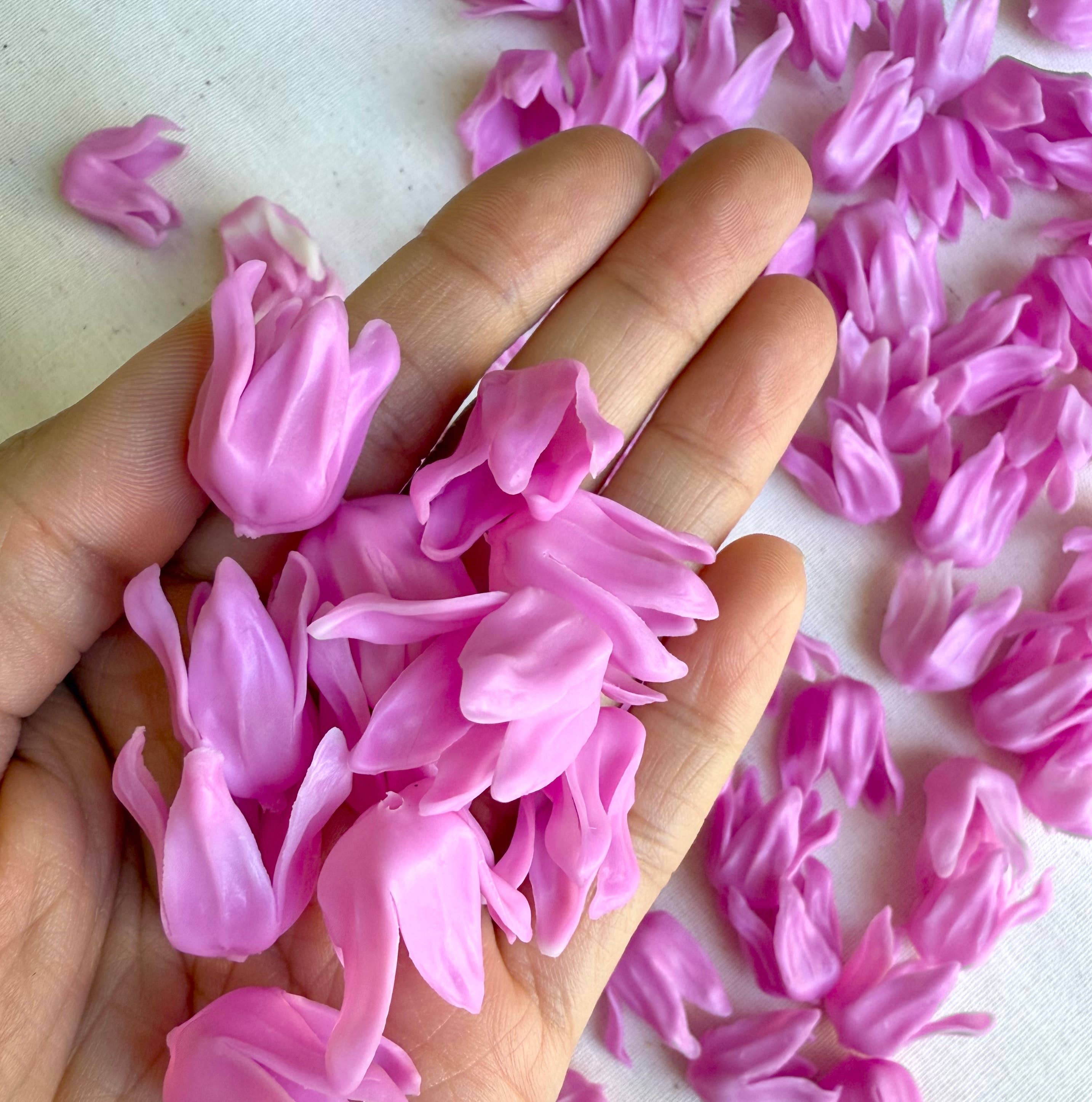 OpalHaus - Wholesale Craft Supplies - Pink Crown Flower Petals, Clay Flowers, Handmade Beads3