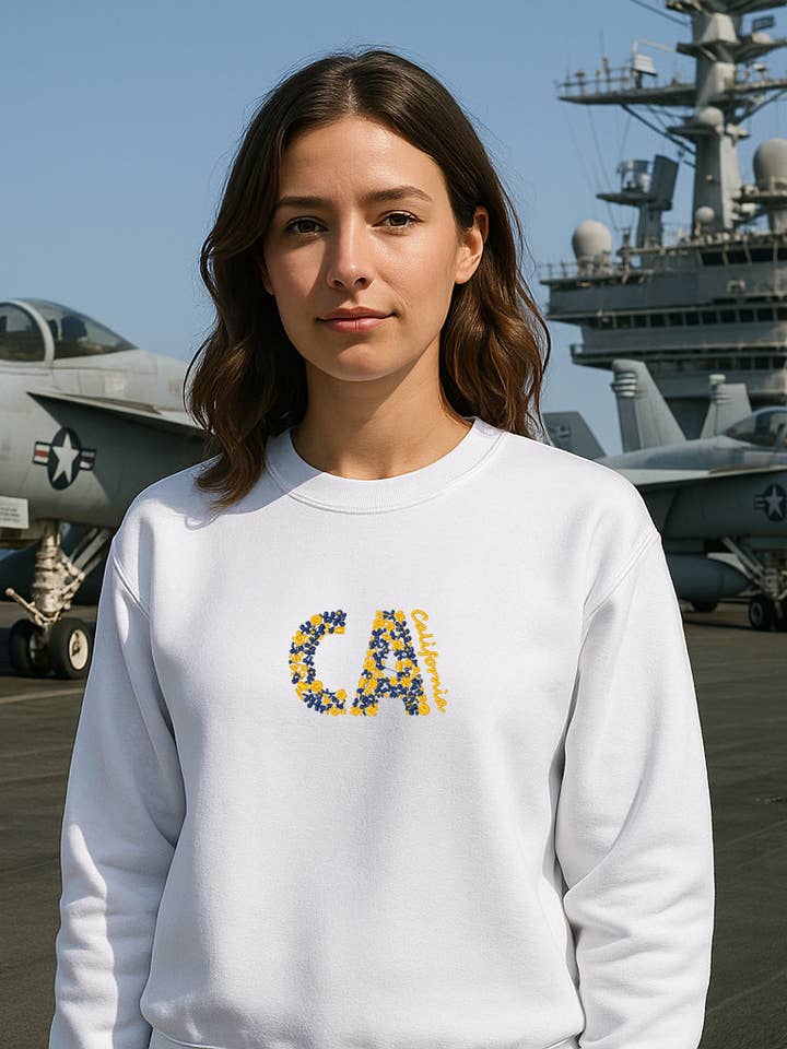 Blommig Broderad CA California Hoodie Långärmad Klassisk passform Unisex Vuxen för wholesale av UNMATCHED