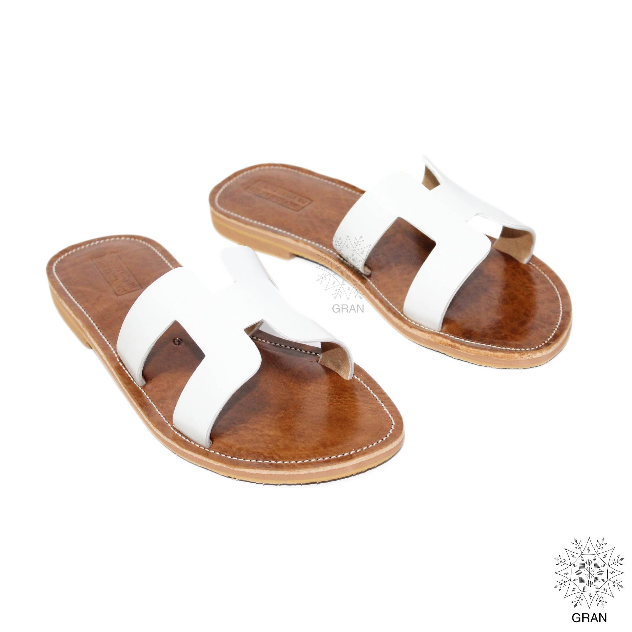 Gran Wholesale - Wholesale Sandals - Women's - White Leather Sandals, Comfortable Summer Slides, Footwear.14