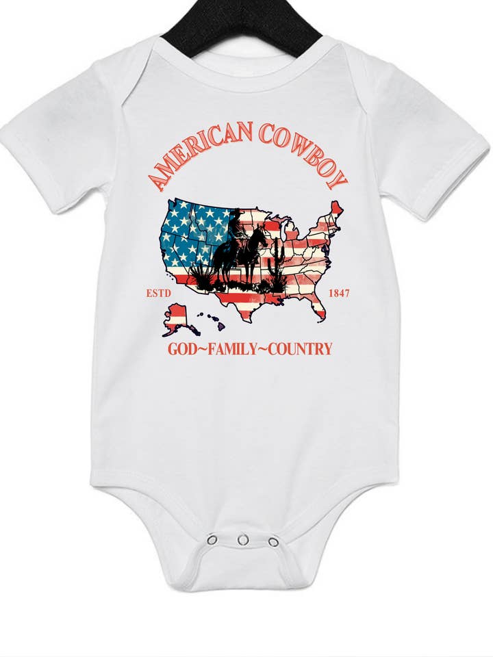 T-shirt/Body graphique pour bébé Cowboy Cowgirl américain pour la vente par Rock n' Rodeo