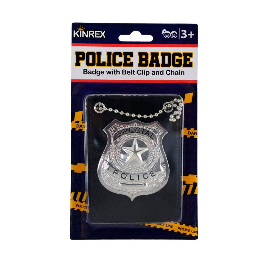 KINREX - Wholesale Classic Toy - Kids - Police Badge Holder with Chain and Black Belt Clip0