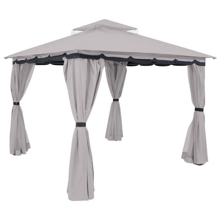 Sunnydaze Decor - Wholesale Outdoor Ornament/Decor - 10 x 10 Soft Top Polyester Gazebo with Privacy Wall - Gray
