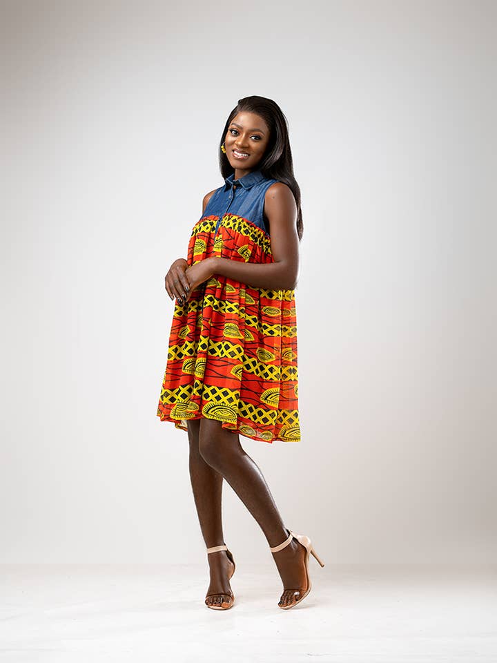 Chiffon Aisha front button dress for wholesale by ETNICA