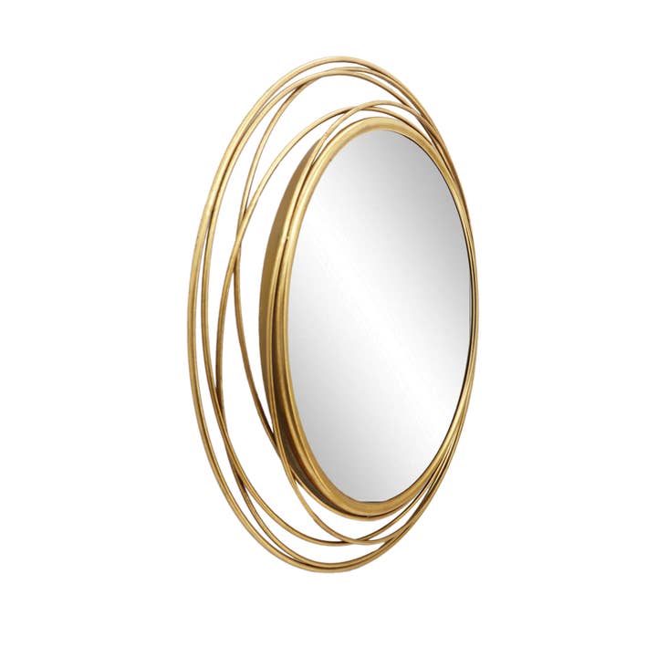 Paris Loft Inc - Wholesale Wall Mirror - PARISLOFT 35.7'' Gold Circle Mirror with Metal Wire Frame