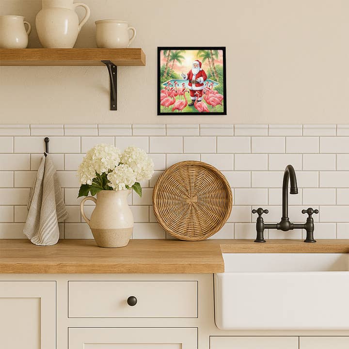 Santa Claus with Flamingos Christmas Metal Print FNT1287 for wholesale by Caroline's Treasures