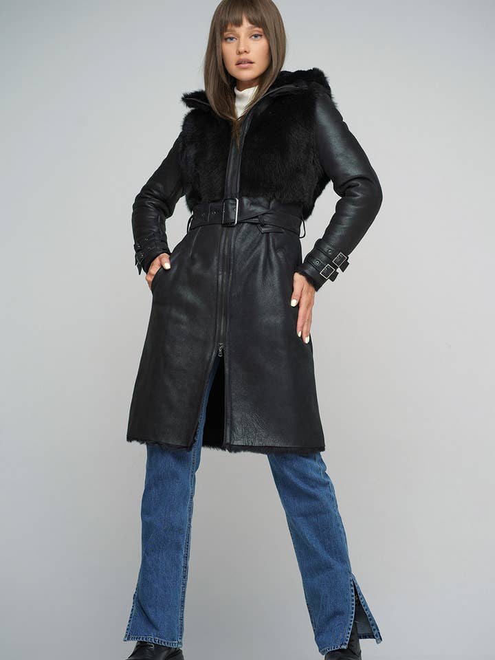 Long sheepskin coat 2031 for wholesale by A&A Vesa