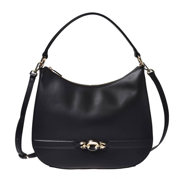 Borsa a spalla in pelle di vitello nera# for wholesale by Baldinini