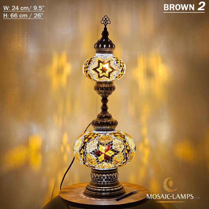 2 Globe Table Lamp, Turkish Mosaic Bedside Lamp, Handmade Tr for wholesale by Mosaic Lamps