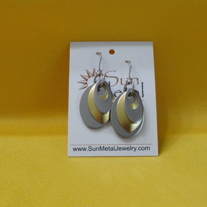 Ovalicious stainless steel & aluminum earrings (Style #206G) for wholesale by SunMetal Jewelry