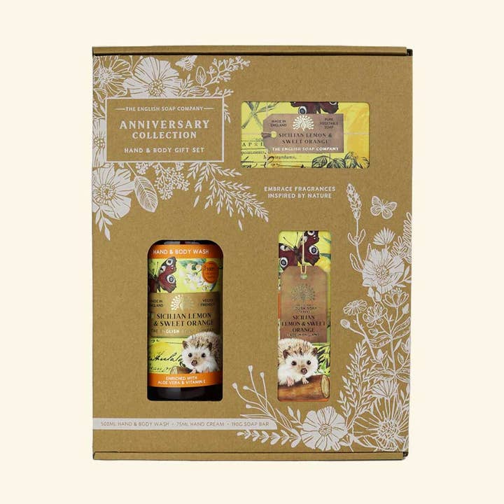 Anniversary Sicilian Lemon & Sweet Orange Gift Box for wholesale by The English Soap Company